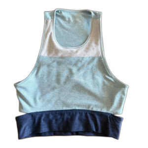 Outdoor Voices Blue Tri-Color Slashback Crop Top Sports Bra Women's Small